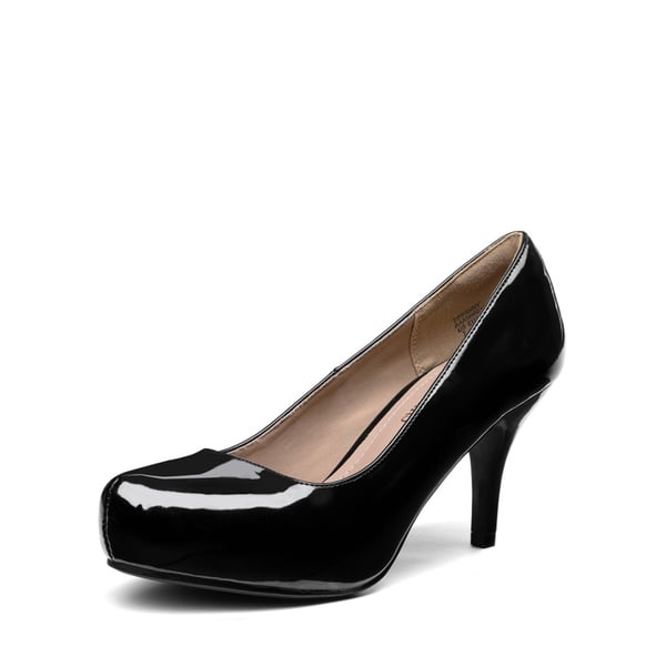 Classic Closed Toe 3 Inch Heels Pumps - BLACK PAT -  0